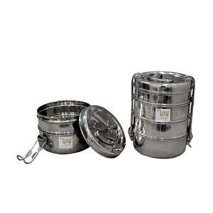 Dynore Stainless Steel Clip Tiffin with 4 and 2 Compartment