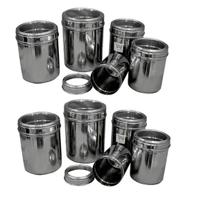 Dynore Stainless Steel Kitchen Storage Canisters with See Through lid -5 - Size 8,9,10,11,12 (Set of 2)