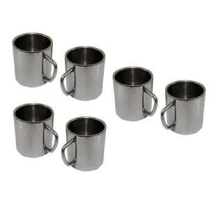 Dynore Set of 6 Double Wall Big Sober Tea/Coffee Mugs-Set of 6