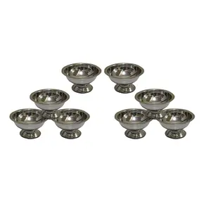 Dynore Stainless Steel Ice Cream Cup/Soup Bowl Set, Silver, 8 Piece
