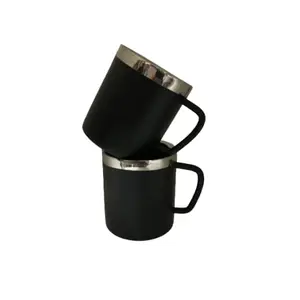 Dynore Stainless Steel Black Sober Tea/Coffee Cup- Set of 2 Black