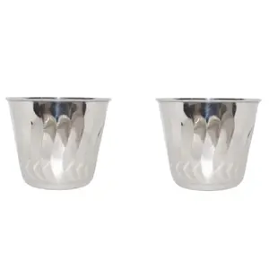 Dynore Stainless Steel Set of 2 Flower Pot/ Round Plant Planter