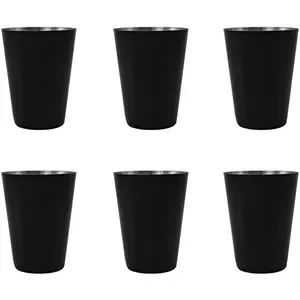 Dynore Stainless Steel Black Shot Glass- Set of 6 50 ml