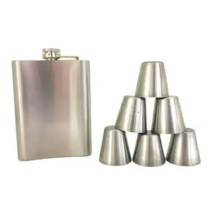Dynore Hip Flask 7 oz with 6 Shot Glass (30 ml)