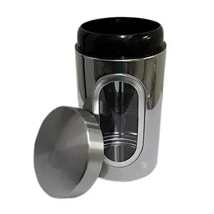 Dynore Side Window Click Lock Stainless Steel Canister