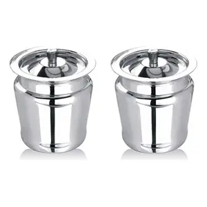 Dynore Stainless Steel Apple Shaped Ghee Pot Container - 300 ml (Set of 2)