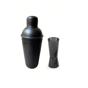Dynore Stainless Steel Black Matte Cocktail Shaker 750 ml with Peg Measure 30/60 ml