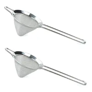 Dynore Stainless Steel Conical Shape Bar Strainer/Food Strainer/Mesh Strainer- Set of 2