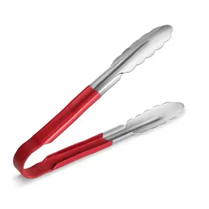 Dynore Stainless Steel Red Vinyl Coated Utility Tong 23 cm Long