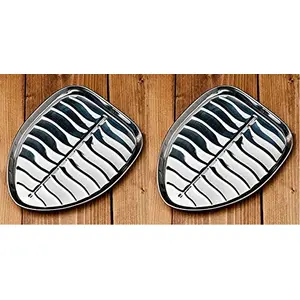 Dynore Stainless Steel 2 Pcs Banana Leaf Shape Dinner/Snack/Mess Tray- Set of 2