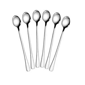 Dynore Stainless Steel 6 Pcs Soda Spoons/Bournvita/Horlicks Spoon/Milkshake Spoon/Bar Spoon 8 inch- Set of 6
