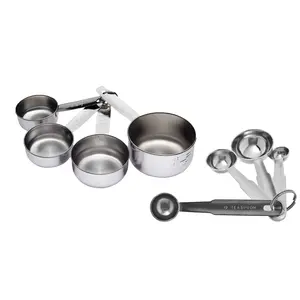 Dynore Stainless Steel Set of 4 Measuring Cup and 4 Measuring Spoon