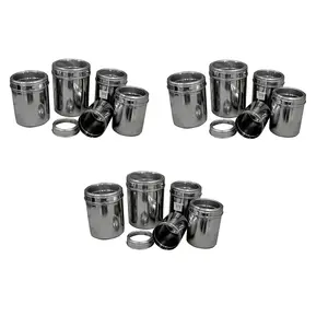 Dynore Stainless Steel Kitchen storage Canisters with see through lid -5 - Size 8,9,10,11,12 (Set of 3)