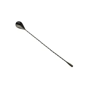 Dynore Stainless Steel Black Matt Teardrop Twisted Design Bar Spoon/Stirrer/Mixing Spoon