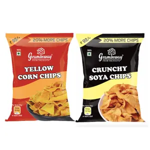 Graminway Healthy Chips Combo Pack of 2 (Crunchy SOYA and Yellow Corn Chips)