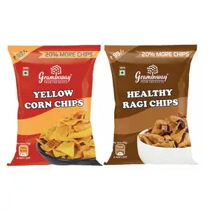 Graminway Yellow Corn Chips and Healhty Ragi Chips 2 x 100 g