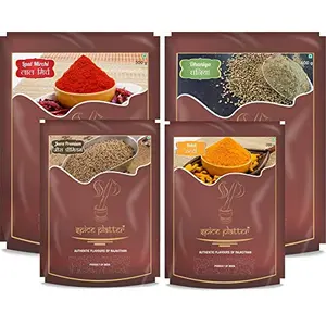 Spice Platter Daily Use Spices || 500g Red Chilli Powder || 500g Dhaniya || 200g Haldi || 200g Jeera Premium
