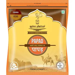 Spice Platter Sajji Chana Papad - 1600g Handmade Papad | Special Ziplock Packet | Pack of 4-400g Each (Chana)