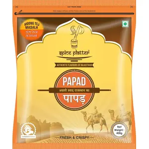 Spice Platter Sajji Moong Papad | Handmade | 1600g | Pack of 4 | 400g Each - Rajasthani Papad (Moong Tej Masala)