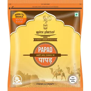 Spice Platter Special Saji Moong Papad - Handmade Rajasthani Flavor- Tej Masala - Moong Punjabi Papad (Strong Spicy) Pouch 400 g