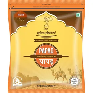 Spice Platter Special Saji Moth Papad - Handmade Rajasthani Marwari Flavour - Zip Pouch 400 g