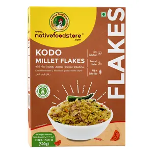 Native Food Store Varagu/ Kodo Millet Flakes - No Cholesterol and Gluten free Millet flakes, 500 GM