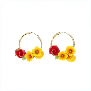 You & Yours Drop earrings Handmade Artificial flowers Jewelry (1 pair ) for girls women