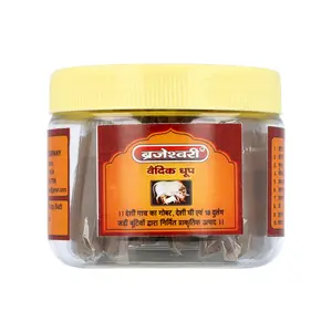 Brajeshwari Vedic Dhoop Batti/ Dhoop Sticks are Made with Desi Cow's Dung, Desi Ghee and 18 Herbs with Stand Holder (Pack of 30 Sticks)