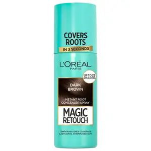 L'Oreal Paris Instant Root Concealer Spray Ideal for Touching Up Grey Root Regrowth Magic Retouch 2 Dark Brown 75ml
