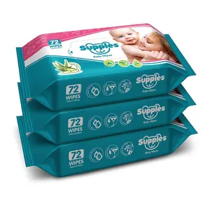 Supples Wet Wipes with Aloe Vera and Vitamin E - 72 Wipes/Pack (Pack of 3)