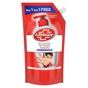 Lifebuoy Total 10 Germ Protection Liquid Hand Wash 750 ml Refill Pack (1+1 Free Combo) Kills 99.9% Germs Liquid Hand Bacteria and es