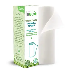 Beco Organic Reusable Kitchen Towel Tissue Rolls | 20 Sheets Each Lasts Up to 6 Months | Pack of 1 | Compostable Plant-Based Bamboo Kitchen Cloth