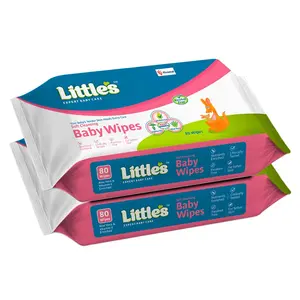 Little's Soft Cleansing Wipes with Aloe Vera Jojoba Oil and Vitamin E (80 wipes) pack of 2