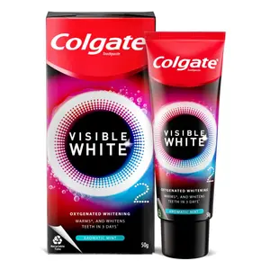 Colgate Visible White O2 Teeth Whitening Toothpaste Aromatic Mint 50g Active Oxygen Technology Enamel Safe Teeth Whitening Product