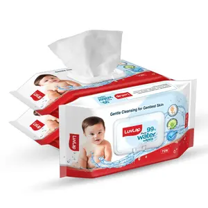 LuvLap 99% Pure Water Wipes HypoGentle & Nourishing cleansing with Fliptop Lid retains moisture for long 72 Wipes/ Pack 3 Packs