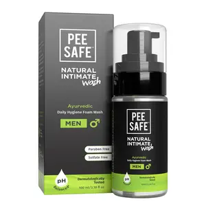 Pee Safe Natural Intimate Wash For Men| 100% Alcohol-Free | pH Balanced |  Ayurvedic Daily Hygiene Wash | Lemongrass Fragrance | | Sulfate-Free | 100ml