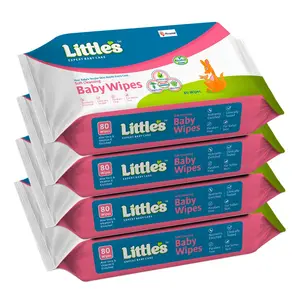 Little's Soft Cleansing Wipes with Aloe Vera Jojoba Oil and Vitamin E (80 wipes) pack of 4