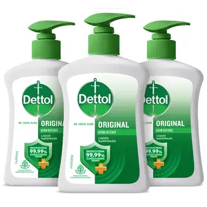 Dettol Liquid Handwash Dispenser Bottle Pump - Original Germ Protection Hand Wash (Pack of 3 - 200ml each) | Formula | 10x Better Germ Protection