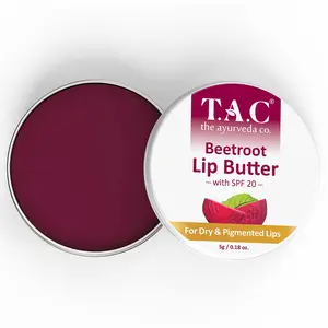 TAC - The Ayurveda Co. Beetroot Lip Balm for Intense Moisturization Brighten Dry & Chapped Lips with Pure Shea Butter & Cocoa Butter for Women & Men - 5gm