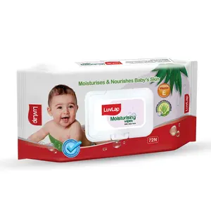 LuvLap wipes for skin with Aloe Vera Fragrance Free pH Balanced Dermatologically Safe Wipes Rich in Vitamin E & chamomile extract 72 Wipes With Lid Pack