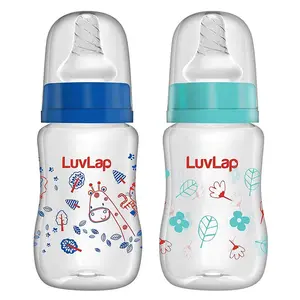 Luvlap Anti-Colic Slim Regular Neck Essential BPA-free Feeding Bottle 125ml Pack of 2 Blue Green