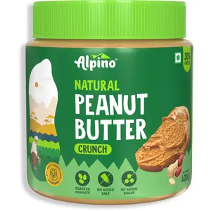 Alo Natural Peanut Butter Crunch 400 G | Unsweetened | 100% Roasted Peanuts | No Added Sugar Salt or Hydrogenated Oils | High Protein Peanut Butter Crunchy | -Free | Vegan