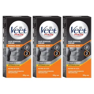 Veet Hair Removal Cream for Men Normal Skin - 50g Each (Pack of 3)