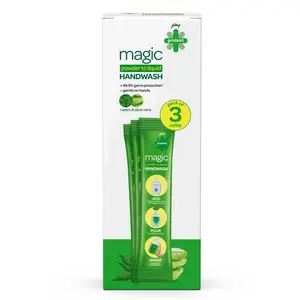 Godrej Protekt magic Powder-to-Liquid Handwash - 3 Refills | 27g (makes 200ml per refill)