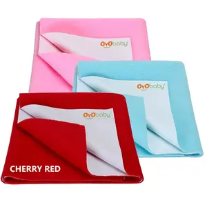 OYO New Born Combo Waterproof Bed Sheet Red + Sea Blue + k 3 Small Size (50cm X 70cm)