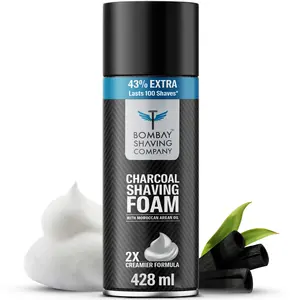 Bombay Shaving Co 425g Charcoal Shaving Foam - More than 100 shaves(Activated Charcoal and Moroccan Argan Oil) 428 ml with 43% Extra Free