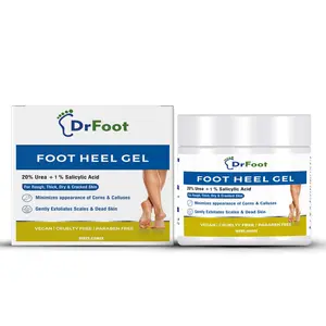 Dr Foot Foot Heel Gel 20% Urea and 1% Salicylic Acid Moisturizes Callus Cracked Rough Dry Dead Skin and Corns Softens Thick ful Nails - 100gm