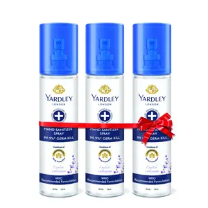 Yardley London English Lavender Hand Sanitizer spray 140 ml(Pack of 3)