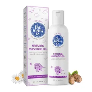The Moms Co. Natural Massage Oil with 10 Oils - Avocado Organic Almond Organic Jojoba Organic Chamomile - 200 ml Clinically Tested for Safety. HypoMild & Gentle.