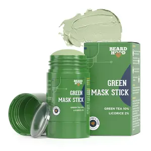Beardhood Green Tea Cleansing Fancy CoverStick for Face | For Blackheads Whiteheads & Oil Control | Made in India | Purifying Solid Clay Mud Fancy Cover| With Hyaluronic Acid & Green Tea